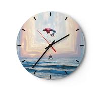Reloj de Pared 40x40cm Reloj de Vidrio Salto Libertad Surrealismo Silencioso