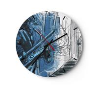 Reloj de Pared 40x40cm Reloj de Vidrio Saxofón Músico Dibujo Silencioso
