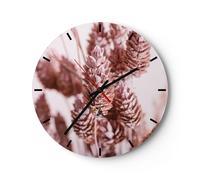 Reloj de Pared 40x40cm Reloj de Vidrio Secos Flor Eco Silencioso Decorativo