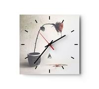 Reloj de Pared 40x40cm Reloj de Vidrio Símbolo Rosa Sufrimiento Silencioso