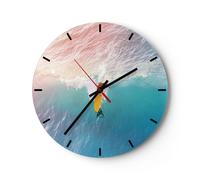 Reloj de Pared 40x40cm Reloj de Vidrio Surf Ola Luz Silencioso Decorativo