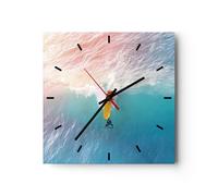 Reloj de Pared 40x40cm Reloj de Vidrio Surf Ola Luz Silencioso Decorativo