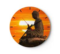 Reloj de Pared 40x40cm Reloj de Vidrio templo buda Silencioso Decorativo