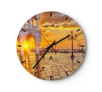 Reloj de Pared 40x40cm Reloj de Vidrio Venecia ciudad Silencioso Decorativo