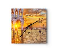 Reloj de Pared 40x40cm Reloj de Vidrio Venecia ciudad Silencioso Decorativo