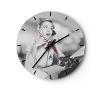 Reloj de Pared 40x40cm Reloj de Vidrio Vintage Blanco Y Negro Telefonear