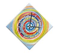 Reloj de Pared - 42 x 42 cm de vértice a vértice y 30 cm de Ancho - Mecanismo silencioso - Esfera de Madera revestida en Papel Laminado Opaco Impreso - Ideal para el salón, la Cocina, la Oficina