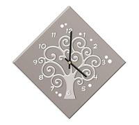 Reloj de Pared - 42 x 42 cm de vértice a vértice y 30 cm de Ancho - Mecanismo silencioso - Esfera de Madera revestida en Papel Laminado Opaco Impreso - Ideal para el salón, la Cocina, la Oficina