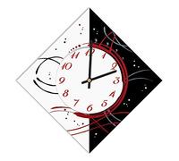 Reloj de Pared - 42 x 42 cm de vértice a vértice y 30 cm de Ancho - Mecanismo silencioso - Esfera de Madera revestida en Papel Laminado Opaco Impreso - Ideal para el salón, la Cocina, la Oficina