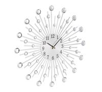 Relaxdays Reloj de Pared, Cocina, Salón, Oficina, Analógico, Moderno, Diseño Diamante, a Pila, Ø 50 cm, Plateado