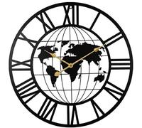 Reloj de pared arte moderno reloj de pared mapa reloj de pared 60 cm Negro, metal redondo Reloj no marcado para la sala de estar Decoración de la oficina en el hogar, B Reloj de decoración de la