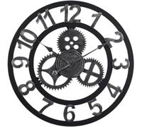 Reloj de pared arte moderno reloj de pared redonda de reloj europeo reloj de granja vintage con números árabes en grito de metal reloj decorativo decoración de la pared reloj, plata 45 * 45 cm