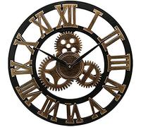 Reloj de pared artístico con números romanos, funciona con pilas, grande, vintage, con engranajes industriales, silencioso, para decoración del hogar, sala de estar, oficina, bronce, 20 pulgadas