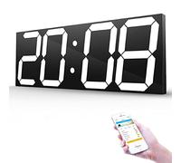 Reloj De Pared Con Bluetooth, 18 Pulgadas, 6 Dígitos, 3 Niveles De Brillo, Cuenta Atrás/regresiva, Atenuación Automática, Alarma, Calendario, Termómetro, 12/24 Horas, Con Control Remoto(White)