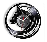 Reloj de pared con cabeza de caballo de vinilo, diseño moderno, decoración del hogar