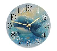 Reloj de pared con diseño de ballena, diseño de burbujas oceánicas, color azul, silencioso, para sala de estar, baño, pasillo, entrada, decoración de 11.6 x 11.6 pulgadas