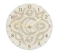Reloj de pared con diseño de luna, celestial, vintage, sol, Saturno, color beige, reloj de pared analógico para sala de estar, dormitorio, cocina, decoración de 11.6 x 11.6 pulgadas