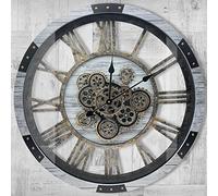Reloj de pared con engranajes en movimiento, reloj de pared grande de gran tamaño, silencioso, vintage, steampunk, industrial, rústico, granja, relojes de madera para sala de estar, cocina, estudio,