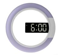 Reloj de pared con espejo de anillo hueco con pantalla digital de hora y anillo de luz de 7 colores controlado a distancia para espacios interiores contemporáneos