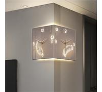 Reloj de Pared con luz LED: diseño Moderno de Esquina de Doble Cara, lámpara de Pared Creativa para Sala de Estar, Dormitorio y Pasillo.