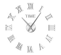 Reloj de pared con números romanos clásicos, reloj moderno 3D, acrílico, superficie de espejo, decoración, calcomanía silenciosa, espectáculo creativo (plata, 47 pulgadas)