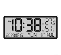 Reloj de pared con pantalla LCD grande, reloj despertador digital con termómetro para dormitorio, sala de estar, oficina, decoración del hogar