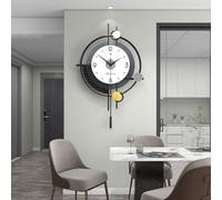 Reloj de pared con péndulo, funciona con pilas, reloj de cuarzo silencioso de calidad para sala de estar, cocina, hogar, baño, dormitorio, decoración (43 x 66 cm)