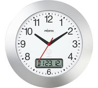 Reloj de pared con radio-control con indicación digital de la fecha plástico