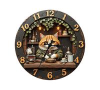 Reloj De Pared Con Tema De Gato - Reloj Decorativo De Madera, Lindo Diseño De Animal | Roj De Pared Silencioso Que No Hace , Decoración De Exhibición, Pieza De Exhibición De Tiempo De Madera D