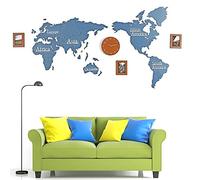 Reloj de pared creativo decoración del hogar mapa del mundo reloj de pared garrapata garrapata decoración de pared reloj de pared montado en la pared, mapa del mundo pequeño 3D mapa del mundo con