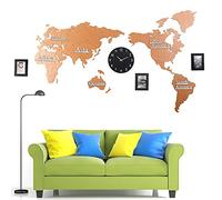 Reloj de pared creativo para decoración del hogar, mapa del mundo, reloj montado en la pared, reloj de pared con garrapata, decoración de pared, reloj de pared con mapa del mundo 3D, reloj de pared