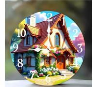 Reloj de Pared de 10 Pulgadas, Casa de cuento de hadas reloj de pared Moderno Silencioso, Funciona con Pilas, Bonitos Relojes de Pared Decorativo para Sala de Estar, Cocina, Hogar, Dormitorio, Oficina