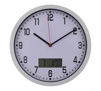 Reloj de pared de 10 pulgadas para lecturas precisas de hora, temperatura y humedad (plateado)