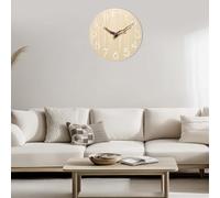 Reloj de Pared de 30x30 cm sin Ruidos de Tictac Reloj Doméstico de Madera Maciza Reloj Silencioso con Pilas Reloj Redondo sin Marco Estilo Nórdico Puntero de Hoja Reloj de Cuarzo para Sala de Estar