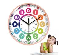 Reloj de pared de aprendizaje para niños de 10 pulgadas, reloj de enseñanza | Reloj educativo de 10 pulgadas, escala de números coloridos, movimiento de barrido silencioso, construcción ABS