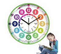 Reloj de pared de aprendizaje para niños de 10 pulgadas, reloj de enseñanza | Reloj educativo de 10 pulgadas, escala de números coloridos, movimiento de barrido silencioso, construcción ABS