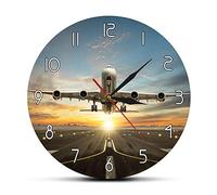 Reloj de Pared de avión Enorme, Relojes de Pared de diseño Moderno, Funciona con Pilas, avión Comercial de 12 Pulgadas, Toma de Pista, decoración del hogar