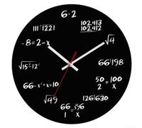 Reloj de pared de ecuación moderna con marcadores de hora basados en matemáticas, para aulas, oficinas y salas de estudio (6 x 2 parte inferior negra)