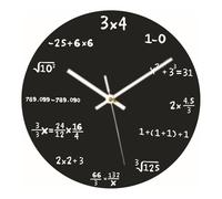 Reloj de pared de ecuación moderna, diseño matemático único con fórmulas simples para cada hora, plástico negro decorativo de 30,5 cm para profesores, estudiantes, ingenieros, funciona con pilas para