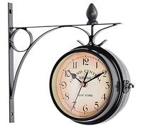 Reloj de Pared de jardín, 8 Pulgadas de Doble Cara Paddington Station Reloj Antique-Blowet Decoración de Interiores Impermeables