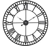 Reloj de Pared de jardín al Aire Libre, 80 cm Reloj de jardín de Metal Redondo Grande Números Romanos Cara Abierta Gigante Reloj de Exterior Impermeable Retro Decoración de Interior al ai