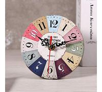 Reloj de pared de madera, 1 pieza, 12 cm de diámetro, reloj de pared de madera vintage, regalo conveniente para oficina, tienda(32)