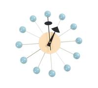 Reloj de pared de madera con bola redonda, reloj de pared decorativo, sin tictac, reloj colgante de pared de mediados de siglo for relojes de decoración del hogar de cocina, bola roja(Light Blue Ball)