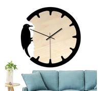 Reloj de pared de madera - Diseño de pájaro redondo silencioso, acabado natural hecho a mano, figuras fáciles de leer, acento decorativo elegante | Granja moderna cocina salón dormitorio baño oficina