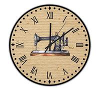 Reloj de pared de madera para máquina de coser, con números de flores silvestres, funciona con pilas, silencioso, de 12 pulgadas, reloj de pared de madera antigua, decoración para el hogar, sala de estar, dormitorio, oficina, cocina, patio
