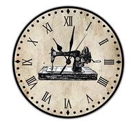 Reloj de pared de madera para máquina de coser, con temática de costura, relojes de pared grandes de madera, sin tictac, funciona con pilas, 38 cm, decoración abstracta para sala de estar, dormitorio,
