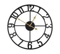 Reloj de pared de metal para exteriores con un diseño vintage y construcción resistente a la intemperie con números grandes y fáciles de leer y manecillas silenciosas (D)
