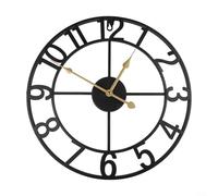 Reloj de pared de metal para jardín, números grandes, fácil de leer, para interiores y exteriores, para patios y jardines, resistente a la intemperie para jardín, patio, porche, dormitorio, sala de