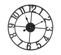 Reloj de pared de metal vintage para exteriores con mecanismo silencioso y construcción resistente a la intemperie, diseñado para una lectura clara de la hora en jardines, patios y habitaciones (E)