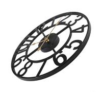 Reloj de pared de metal vintage para exteriores con números grandes claros y funcionamiento silencioso, diseñado para durar a través de las condiciones climáticas en jardines y patios (C)
